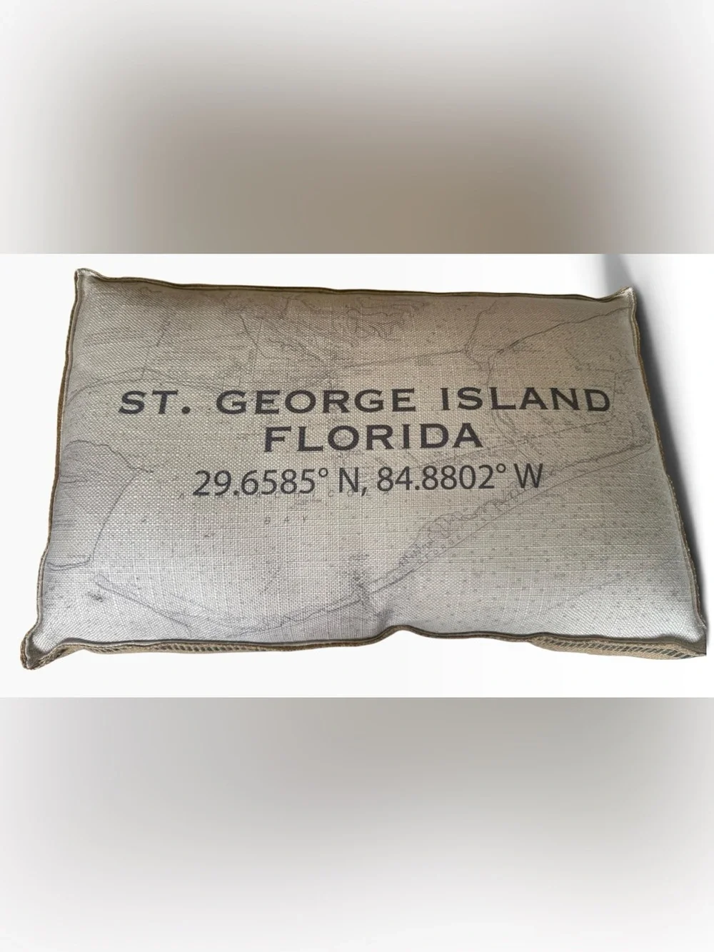 Splashworks St George Island Florida Coastal Map Lumbar Pillow Beach House Decor
